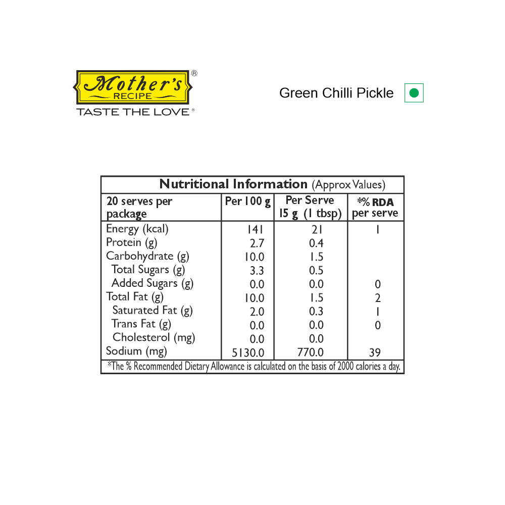 Green Chilli Pickle, 400 gm