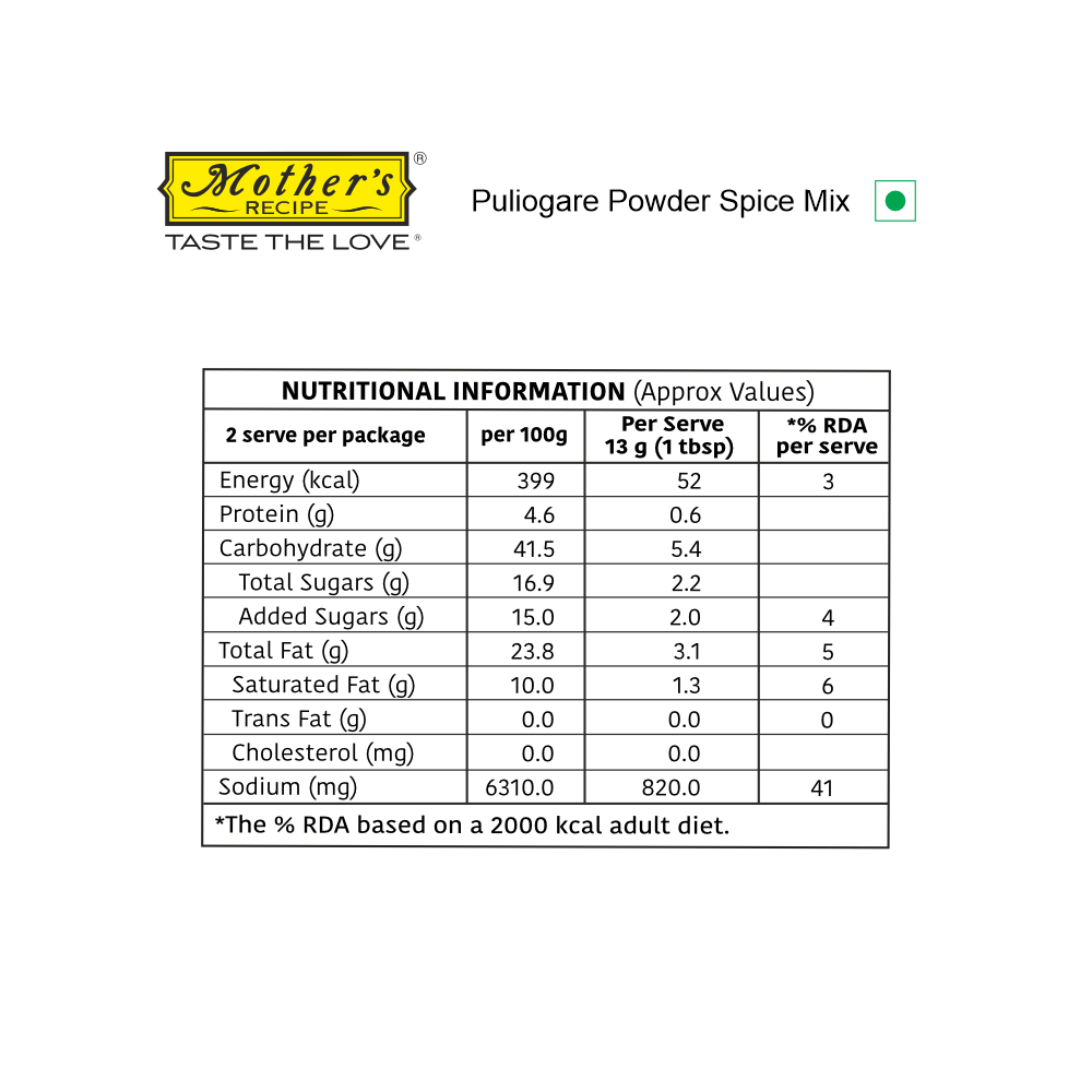 Mother's Recipe Puliogare Powder, 100g