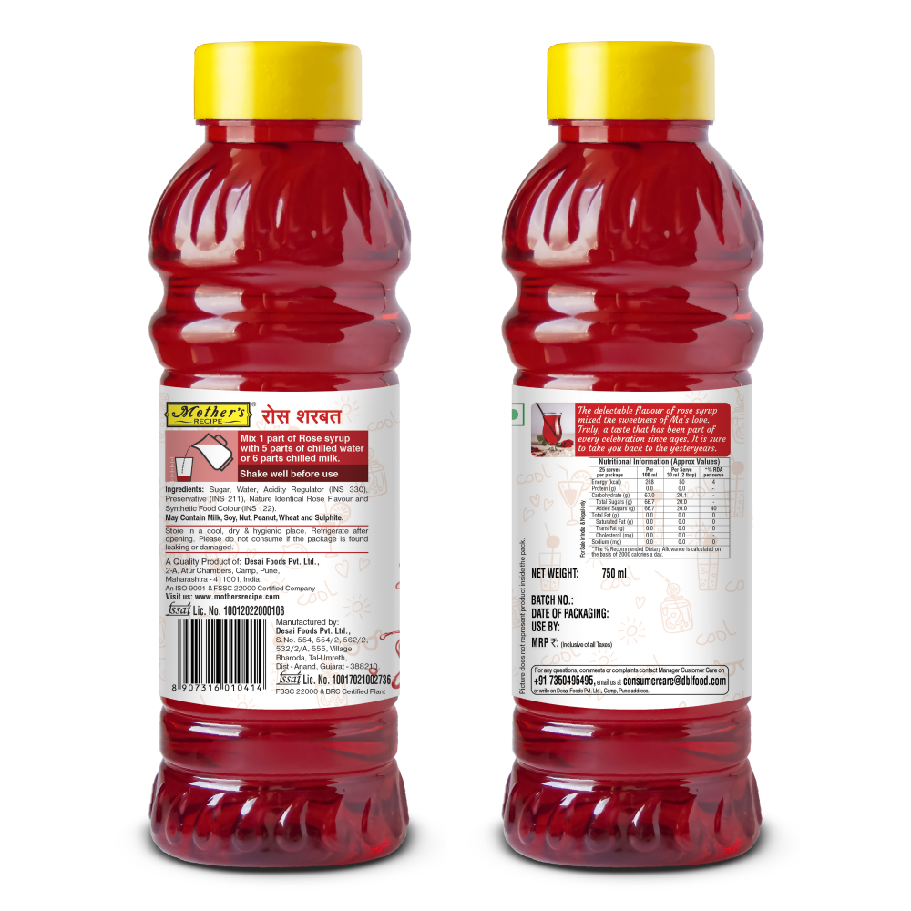 Mother’S Recipe Rose Syrup 750 ml